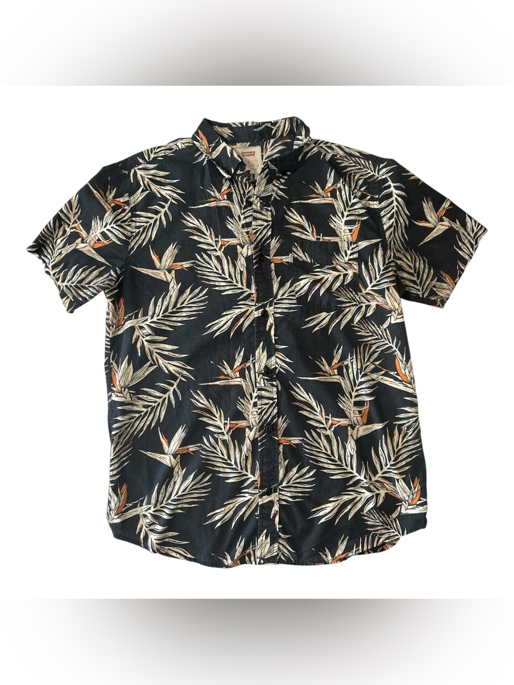 Levi's Men's Black Tropical Print Short Sleeve Shirt Sz M